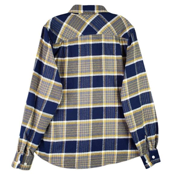 Brixton Shirt Men Medium Yellow Blue Plaid Long Sleeve Button Down - Picture 3 of 11